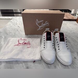 Christian Louboutin Men's F.A.V. Fique A Vontade Spiked Leather Slip-On Sneakers